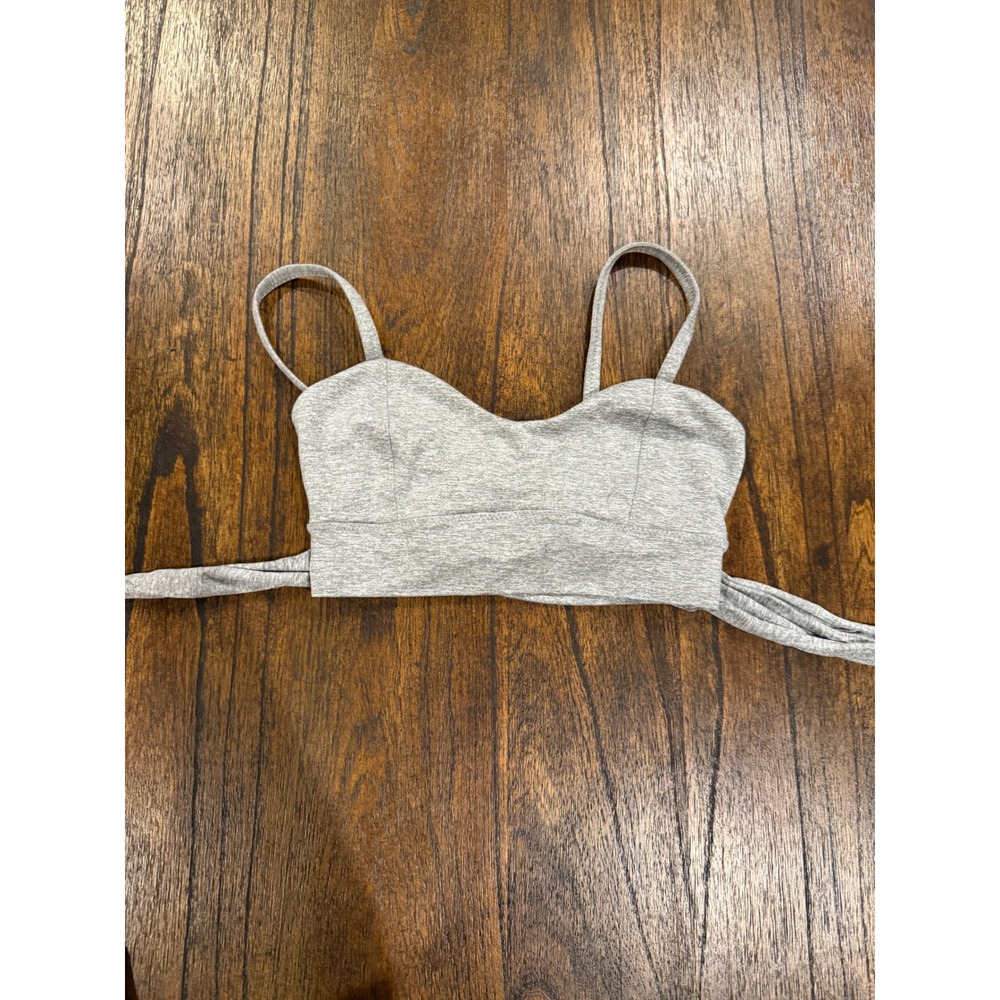 FP Movement Free People Grey Heathered Wrap Tie Back Sports Bra XS/S - Picture 3 of 5